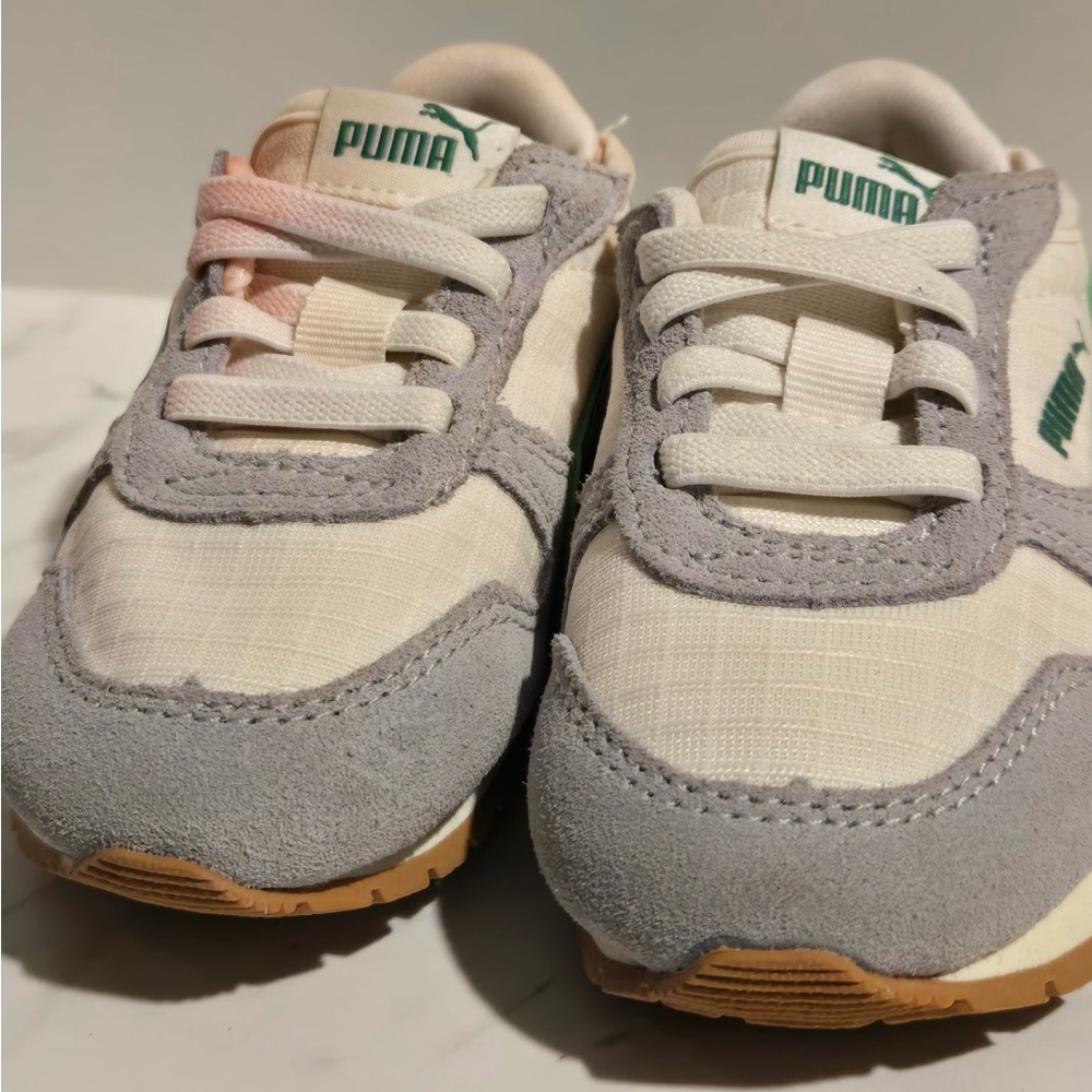 Puma Toddler Sneakers Size 4C Gray White & Green Retro Style | Fun  Play Shoes - Picture 11 of 11